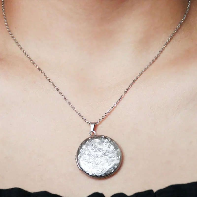 316 Stainless Steel Antique Can Open Photo Frame Pendant Necklace