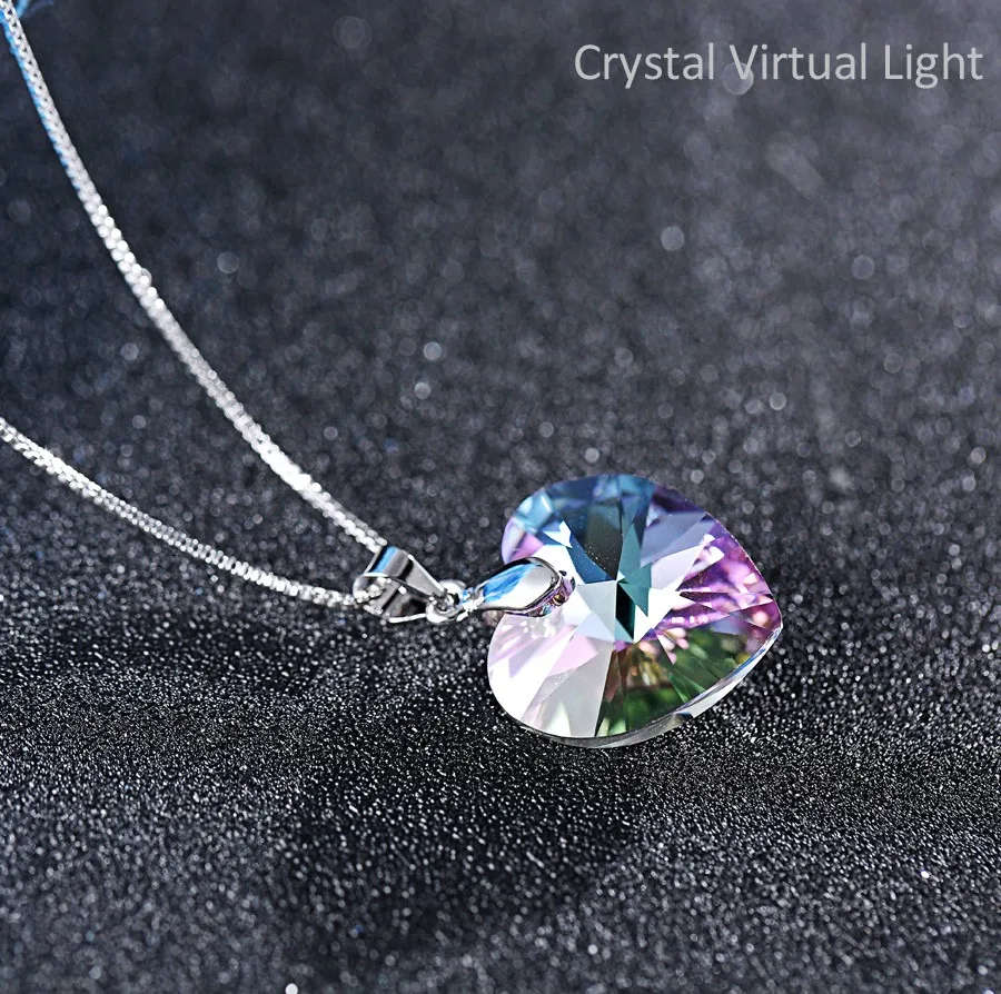 GENUINE Heart Necklaces Pendant Crystals From SWAROVSKI -  Crystal Virtual Light