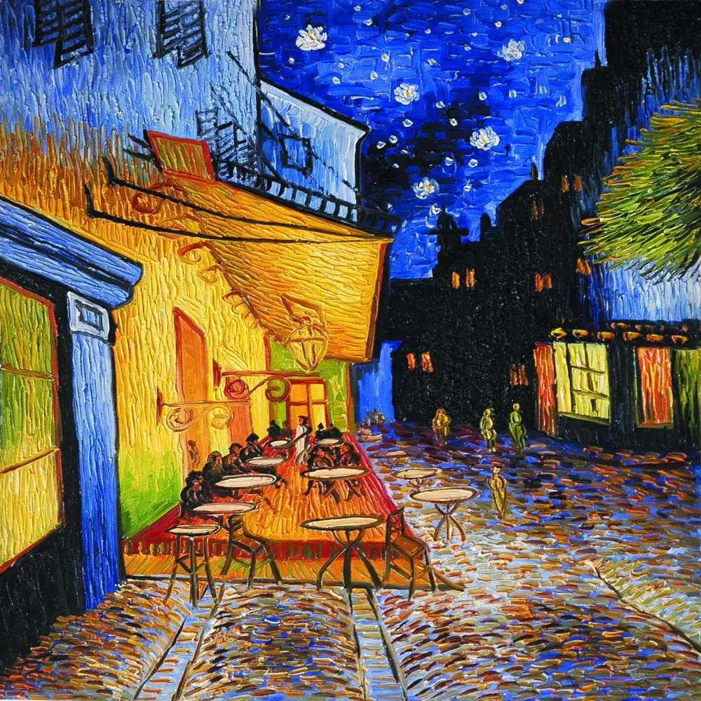 Cafe Terrace At Night by Vincent Van Gogh Wall Canvas Oil Painting Reproduction 40 x 60 cm