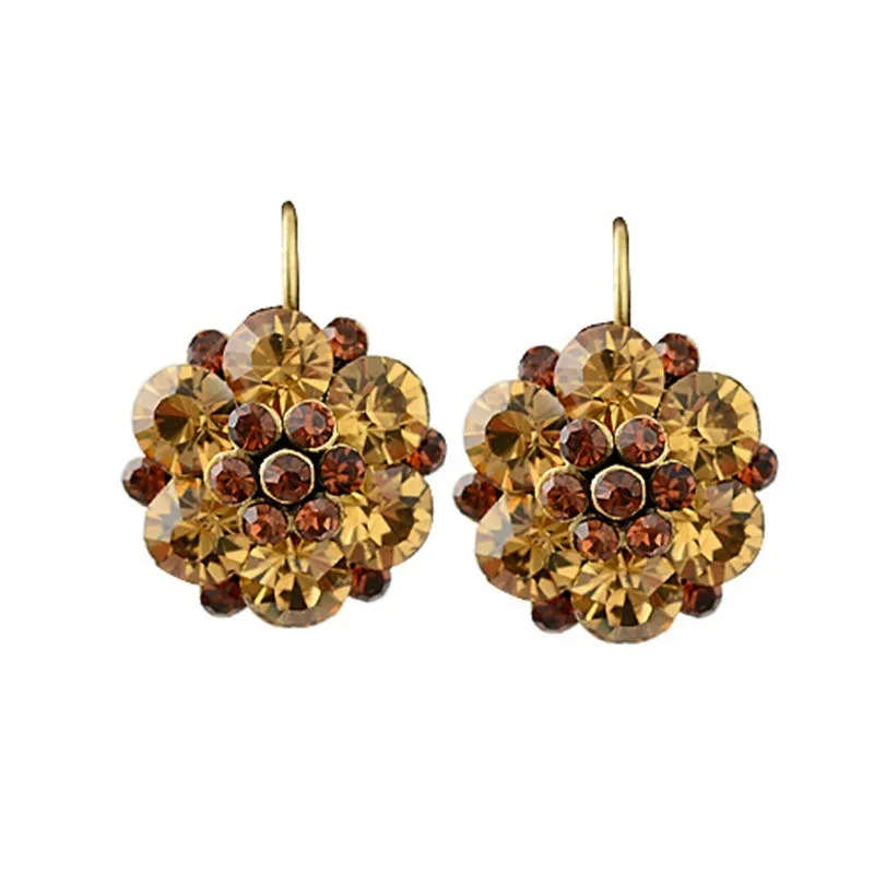 Trendy Multi Smoky Brown Crystal Rhinestone Statement Earring