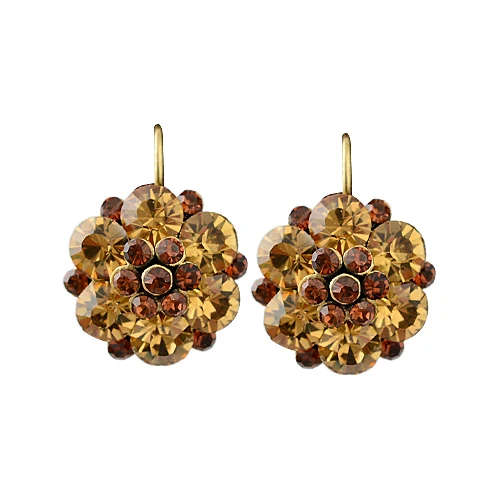 Trendy Multi Smoky Brown Crystal Rhinestone Statement Earring