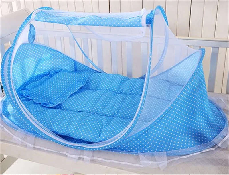 Portable Kids Comfortable Baby Travel Bed Sealed Repellent Mosquito Net Mattress Pillow