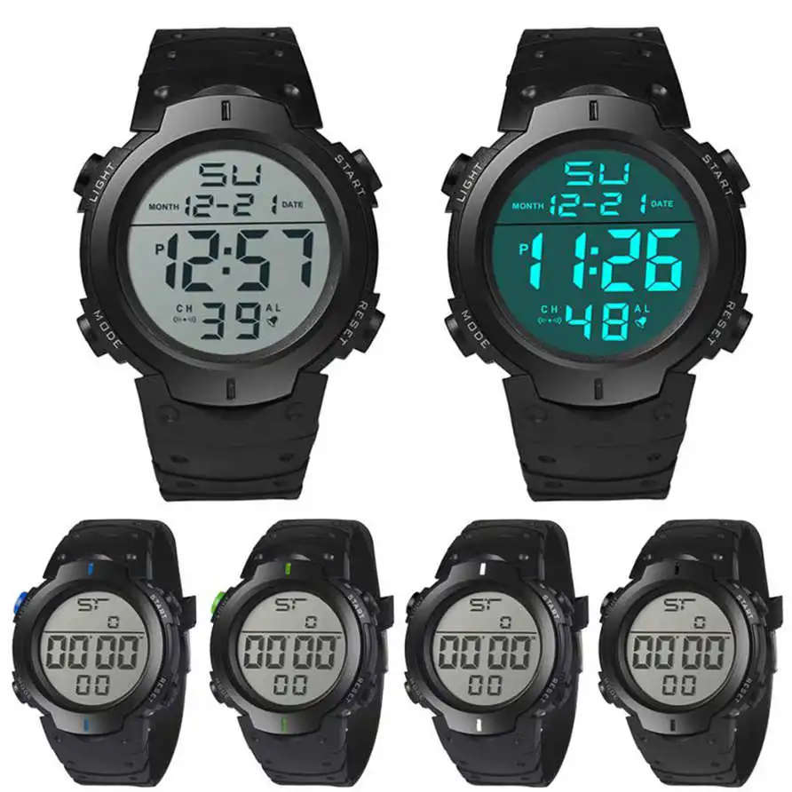 Hot Unique Men's Digital Watch-Black.
