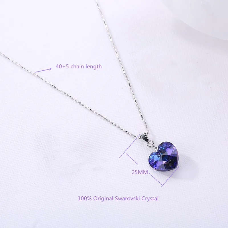 GENUINE Heart Necklaces Pendant Crystals From SWAROVSKI -  Crystal Heliotrope