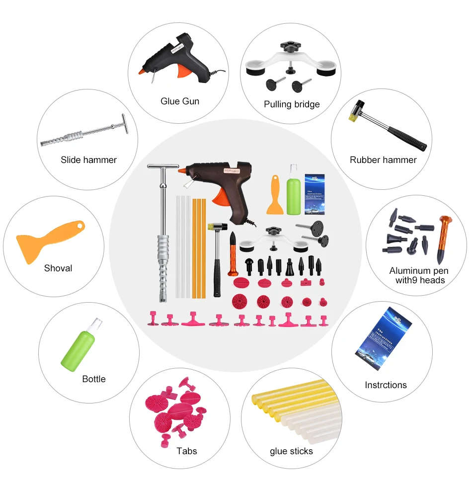 PDR Tools Kit Paintless Dent Repair Tools Dent Removal Car Body Repair Kit Tool To Remove Dents