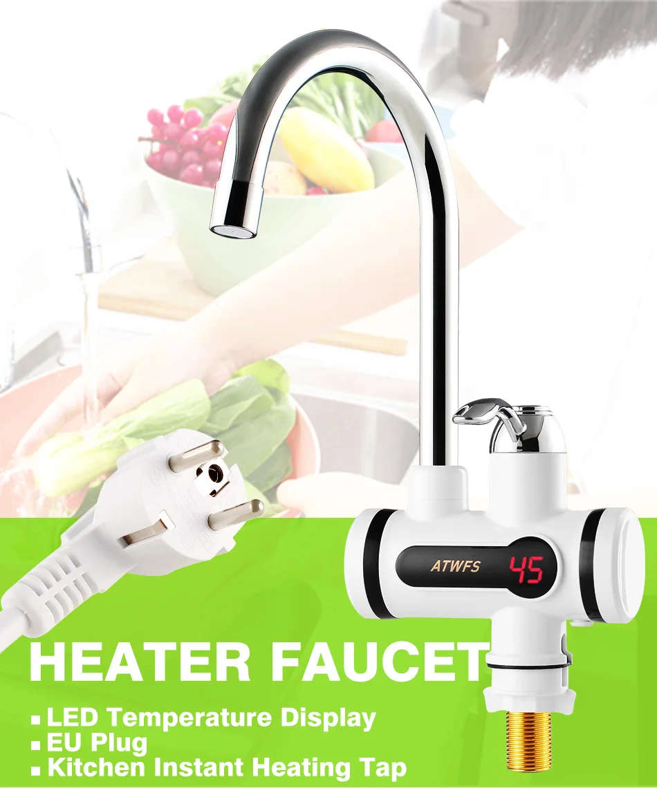 Electric Kitchen Water Heater Tap Instant Hot Water Faucet Heater Cold Heating Faucet Tankless Insta