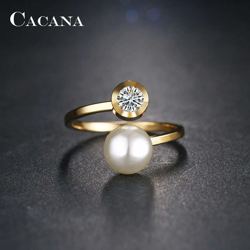 Genuine Stainless Steel Wedding Engagement Ring Gold Color Size 11