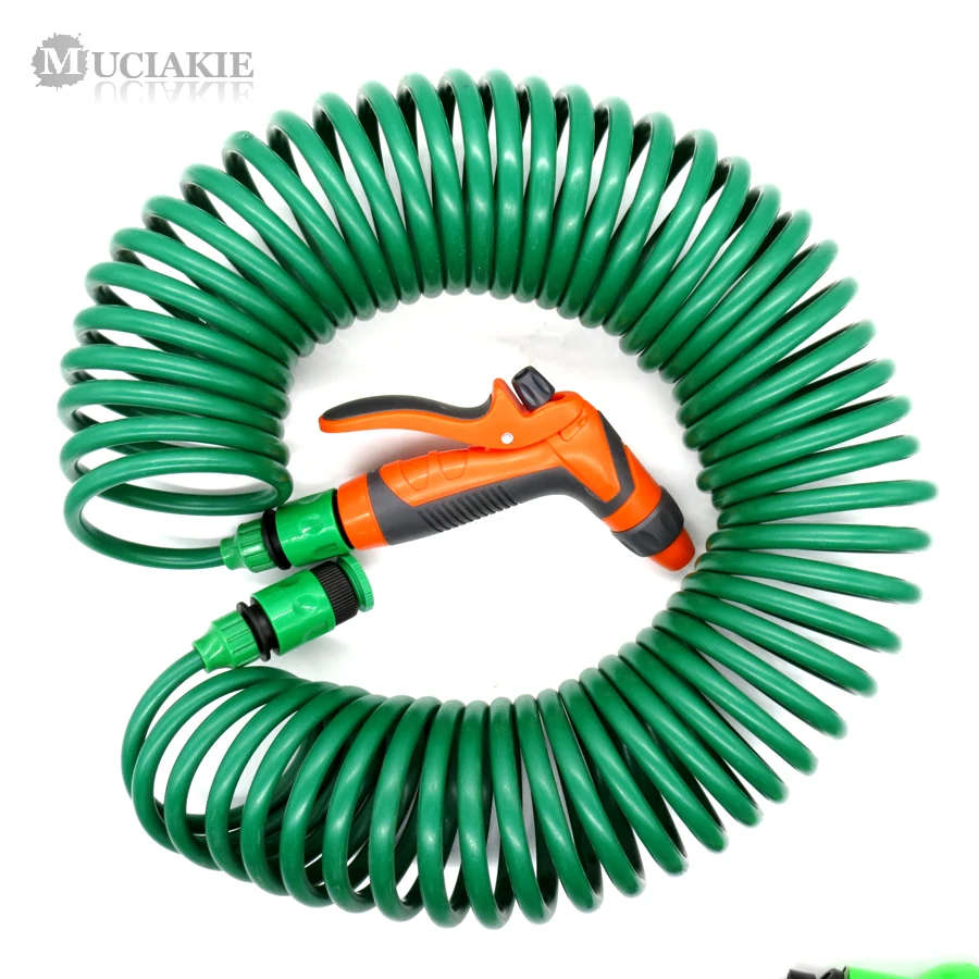15m Coiled Garden Hose & Attachement Kit
