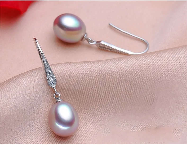 100% GENUINE PEARL - Genuine 925 Sterling Silver Earring - Purple PEARL