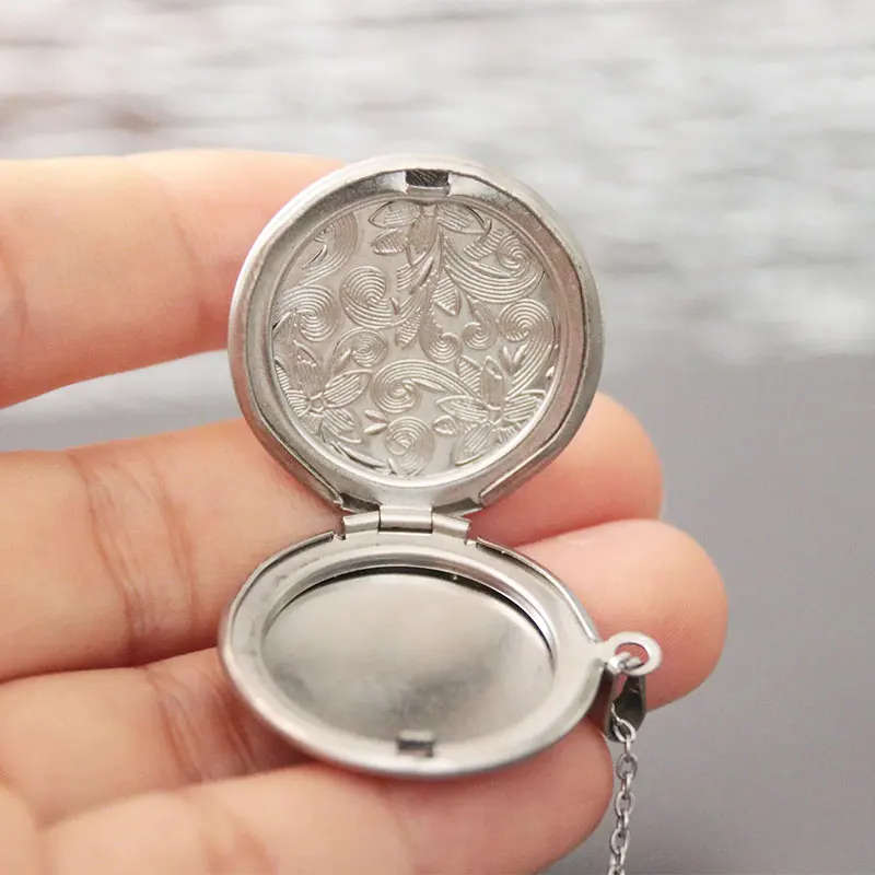316 Stainless Steel Antique Can Open Photo Frame Pendant Necklace