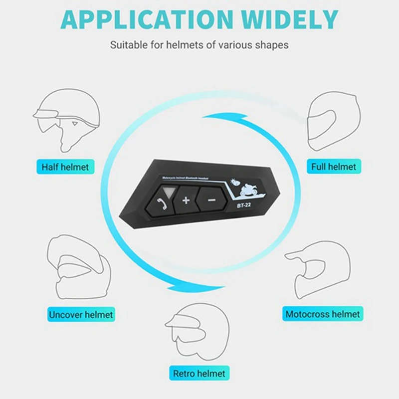 2 Set Motorcycle 5.0 Bluetooth Helmet Intercom Universal Pairing Interphone Headset