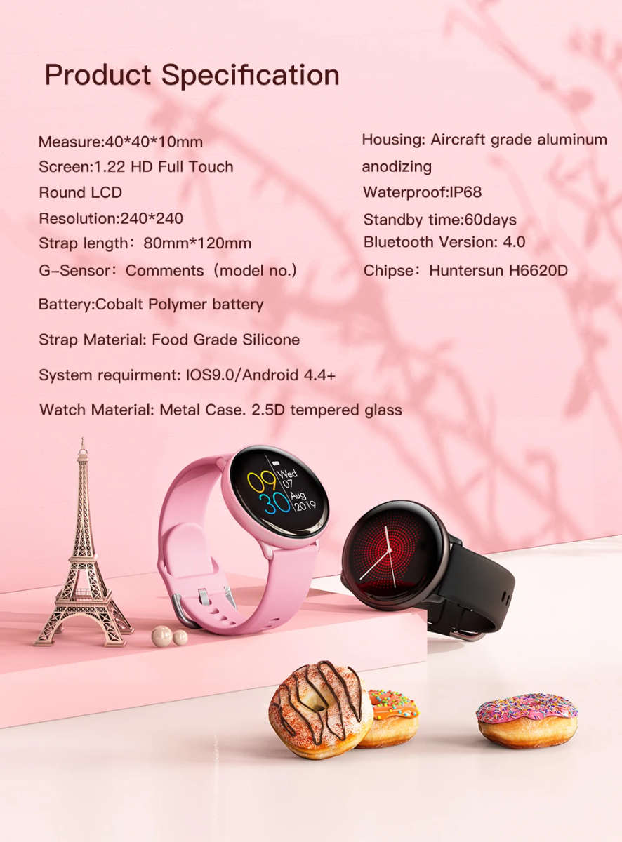 SN59 Smart Watch| IP68 Waterproof Fitness Activity Tracker Heart Rate Monitor Bluetooth Brim Sport