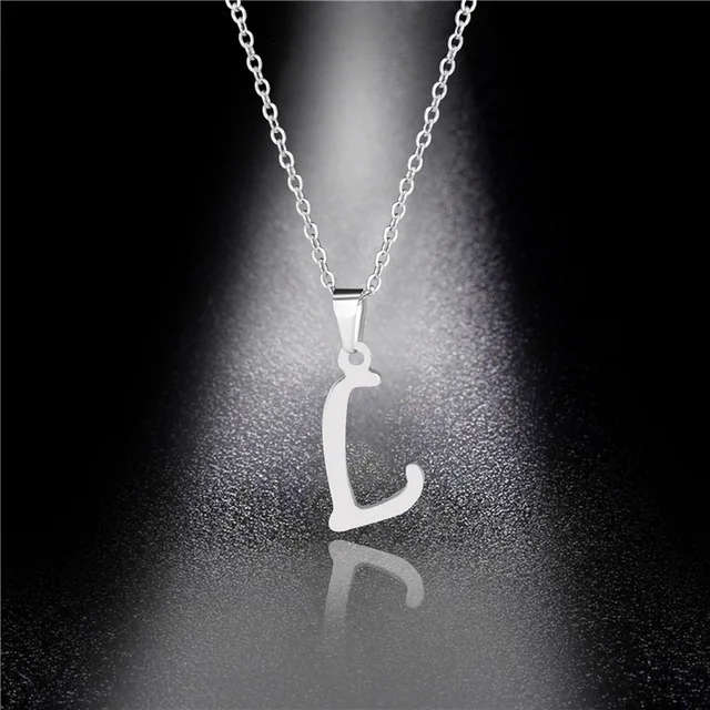 Genuine Letter ` L ` Pendant Stainless Steel Necklace
