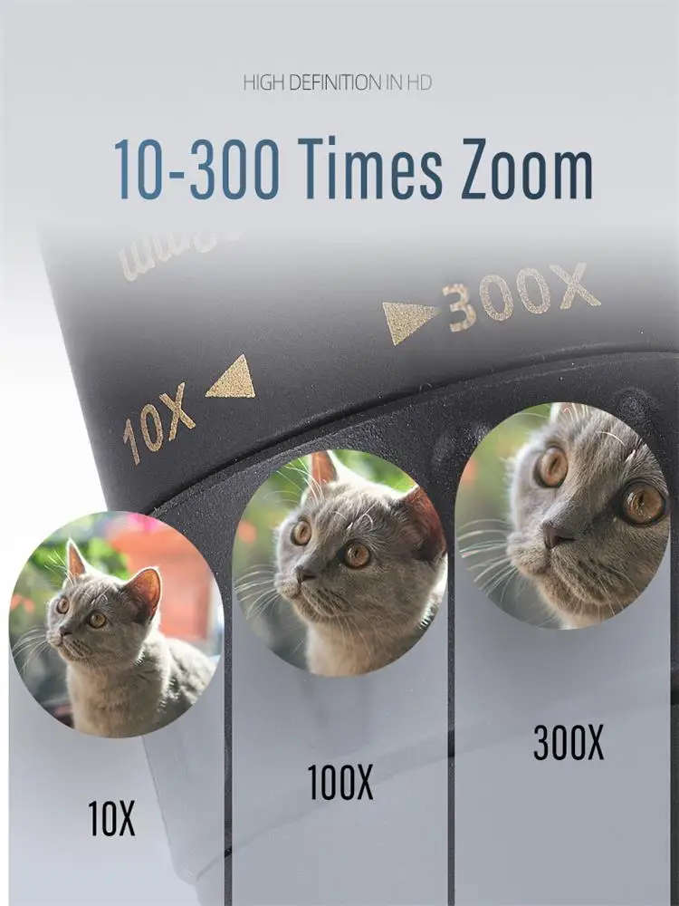10-300X Zoom Professional Monocular Telescope HD 4K Powerful Binoculars Long Range High Qu