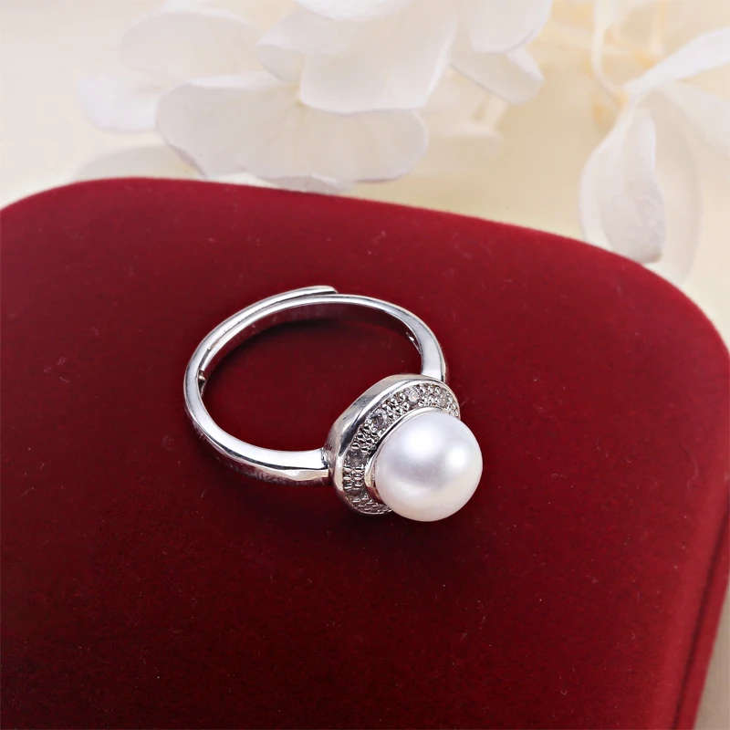 100% Natural Freshwater Pearl and Solid 925 Sterling Silver Genuine Ring - Adjustable