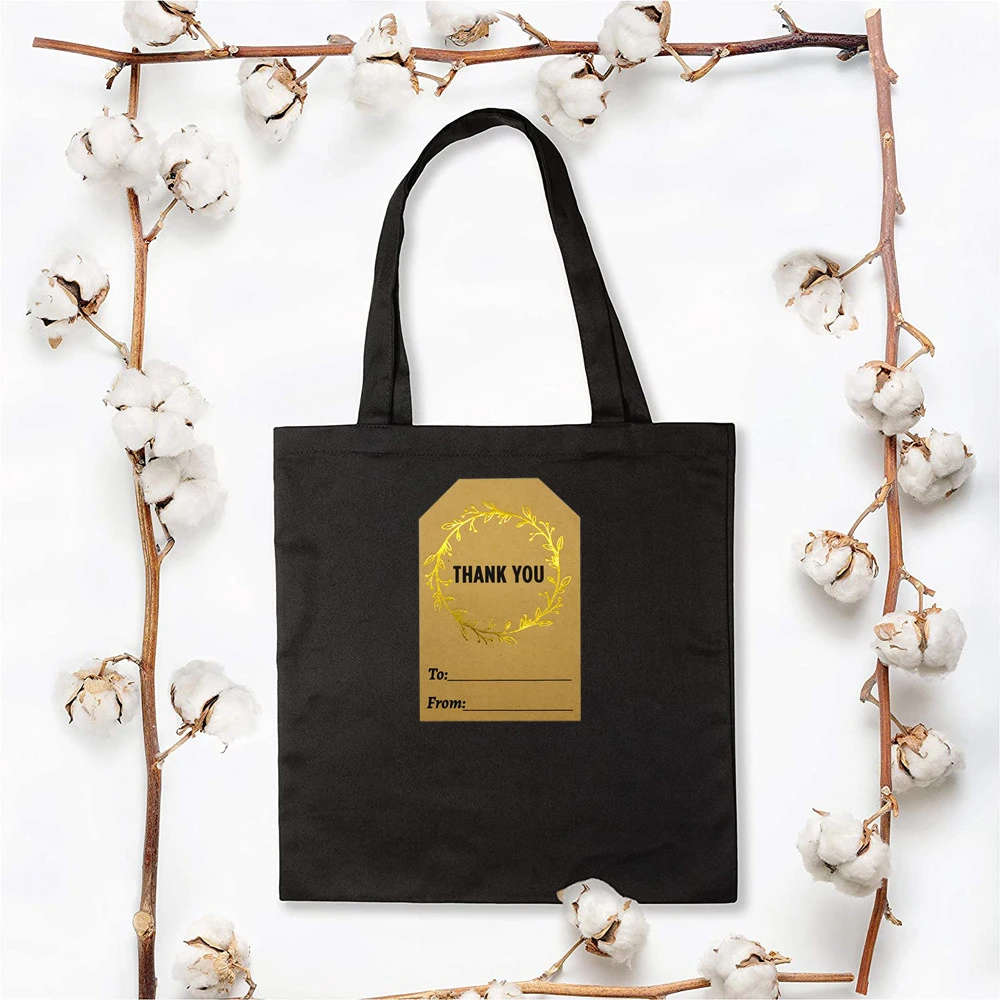 50pcs Gold Leaves 5x7.5cm Kraft Paper Thank You Stickers Seal Labels Ref 03