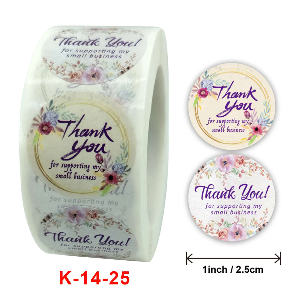 100pcs/roll Flower Label Stickers Paper Cute Thank You Stickers - Ref1