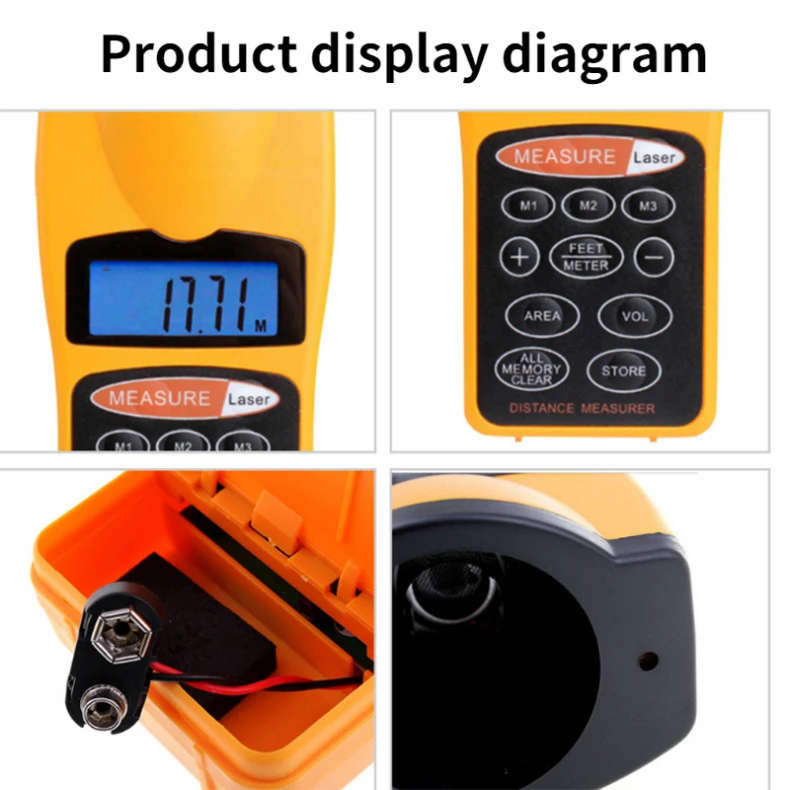 Digital Ultrasonic Laser Distance Meter Rangefinder 0.5m-18m