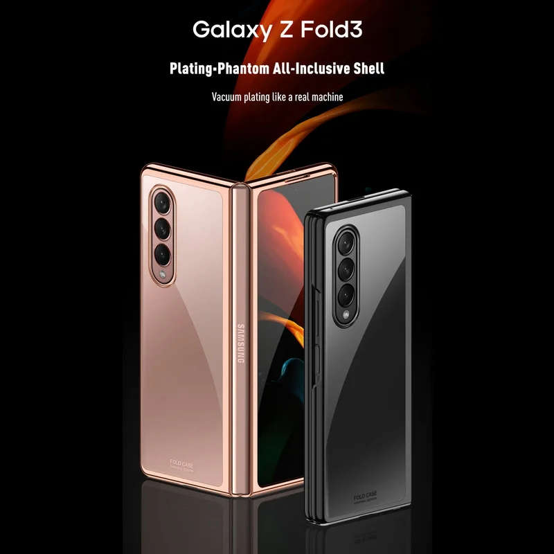 Luxury Glossy Plating Clear Case For Samsung Z Fold3 Fold2 Hard Full Protector Shockproof
