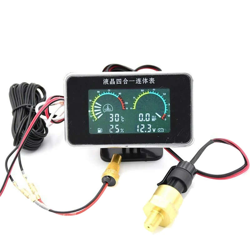 4in 1 LCD Multifunction Car Digital Water Temp Oil Pressure Fuel Gauge Voltmeter