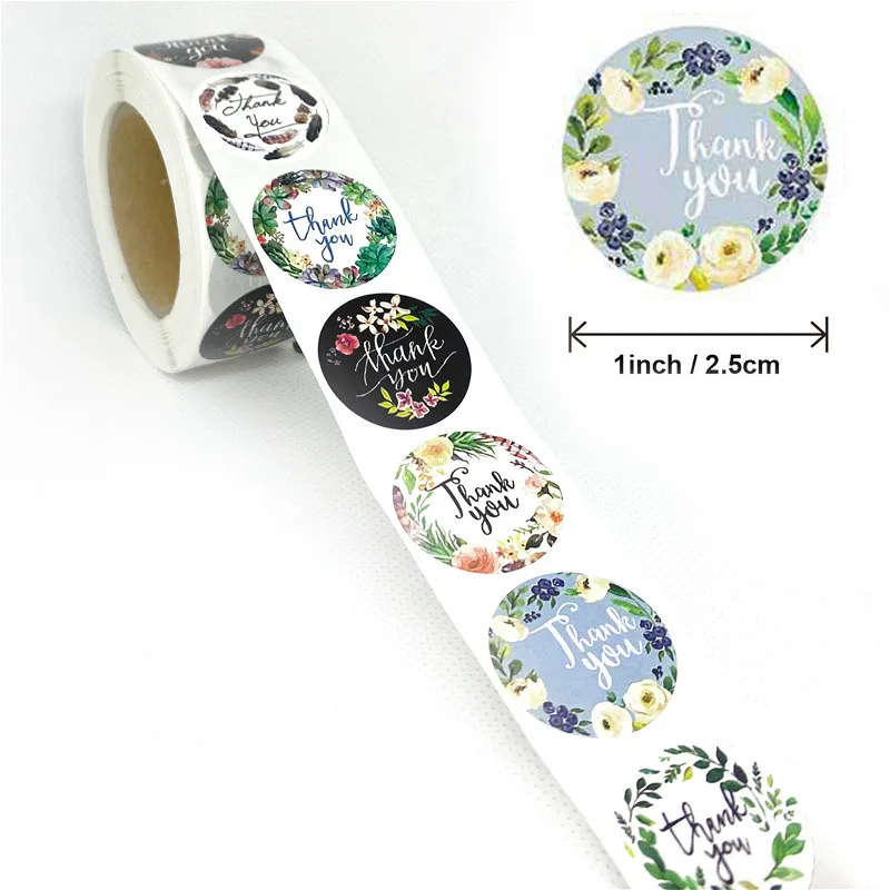 100pcs/roll Thank You Stickers for Seal Labels 1 Inch Gift Packaging Stickers