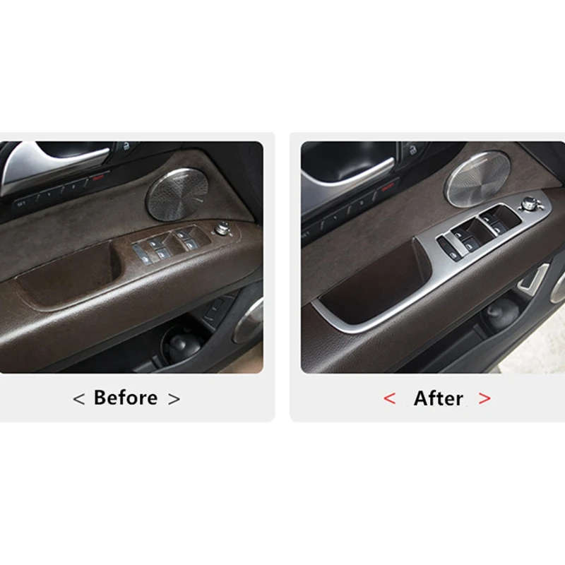 7Pcs Car Door Armrest Window Lifter Switch Buttons Decoration Frame Cover Trim for- Q7 2008-2015