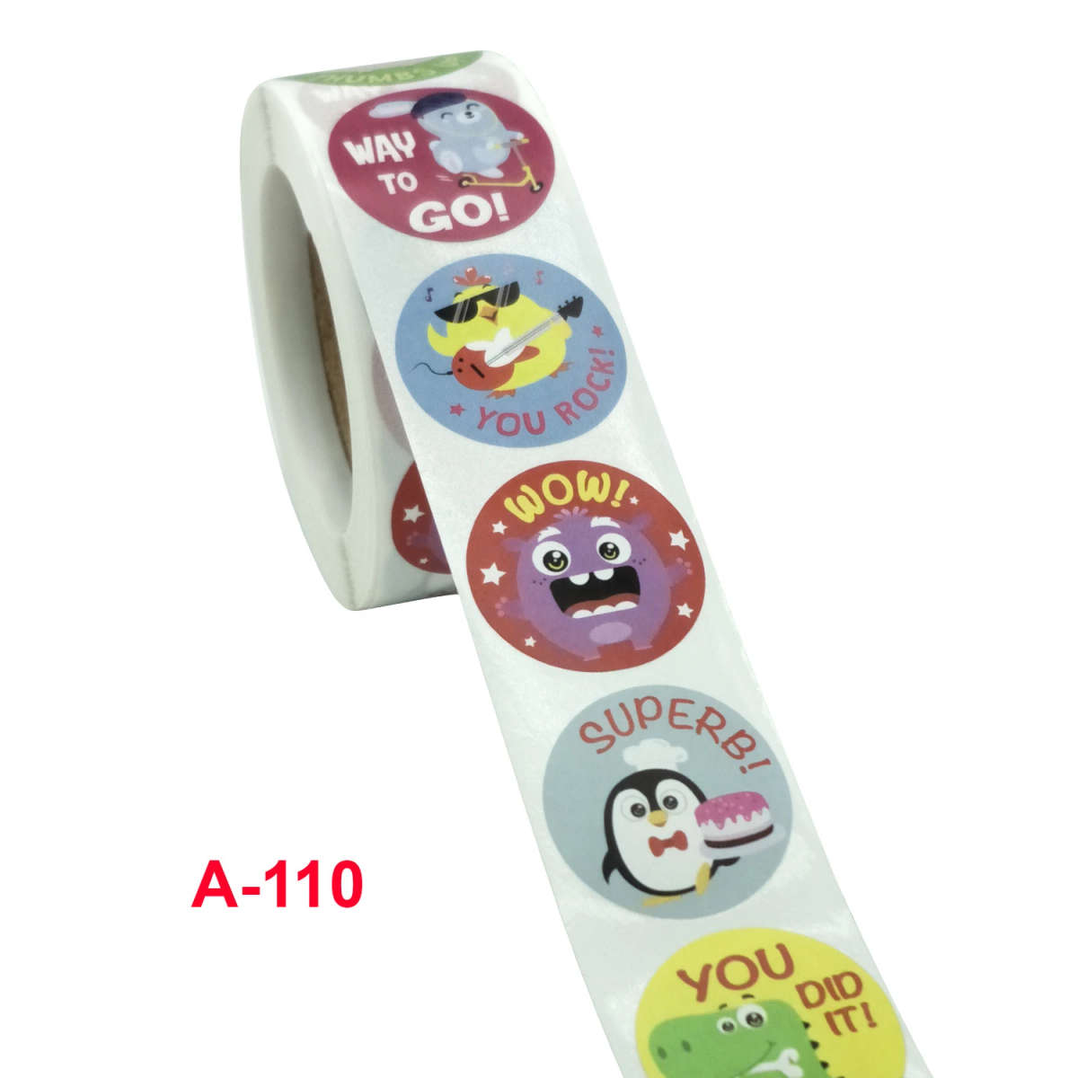 150pcs/roll `Super` Reward Sticker 8 Designs Cartoon Animals Words Sticker REF0386