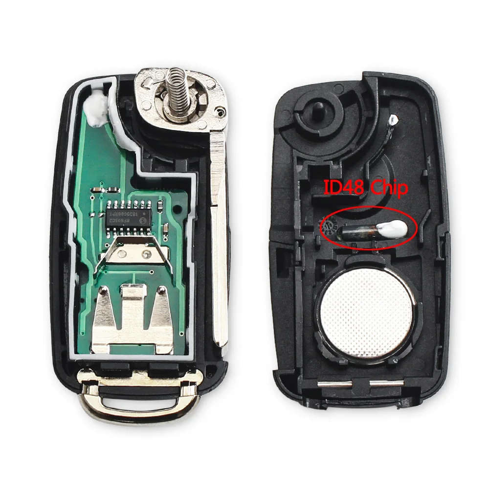 Remote Car Key Fob For Volkswagen VW Tiguan GOLF PASSAT Polo Jetta Beetle Hella 434MHz ID48 Chip
