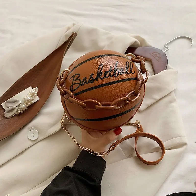 Letter Graphic Basketball Shaped Satchel Bag