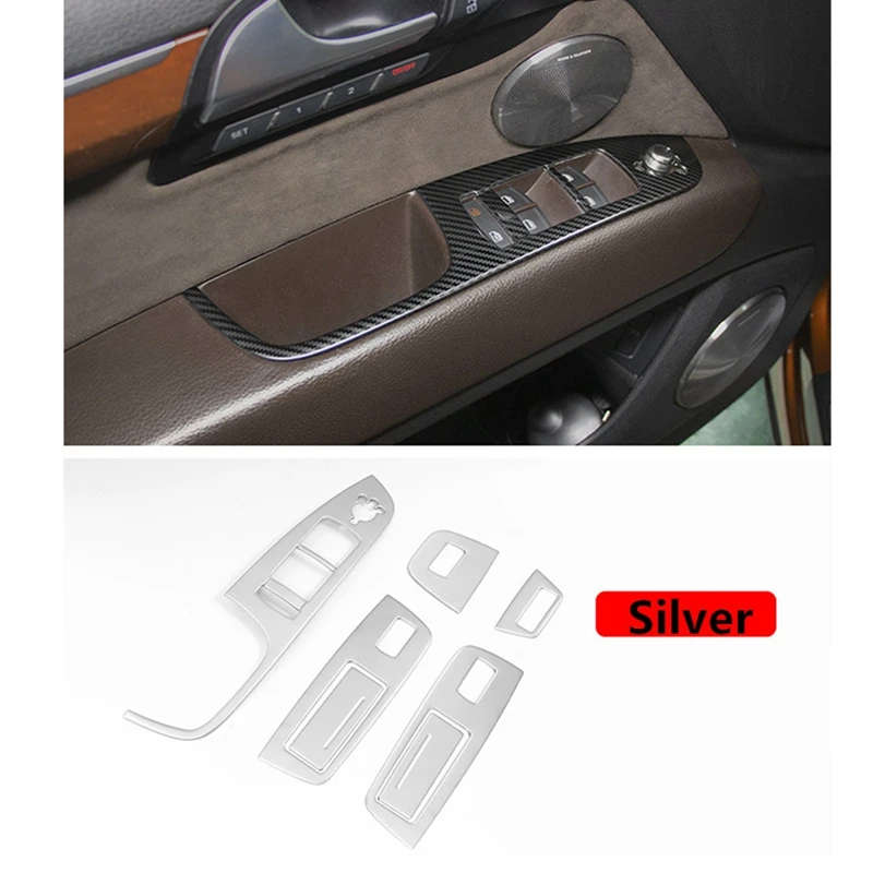 7Pcs Car Door Armrest Window Lifter Switch Buttons Decoration Frame Cover Trim for- Q7 2008-2015