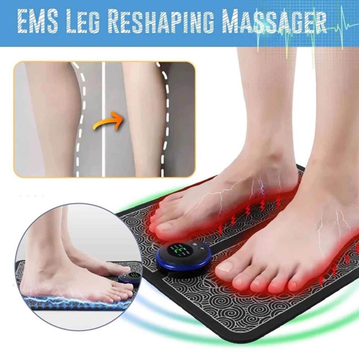 Electric EMS Foot Massager Pad Feet Muscle Stimulator Leg Reshaping Foot Massage Mat Relieve Ache