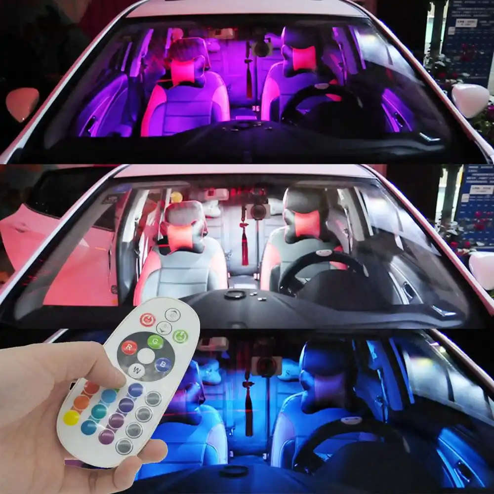 T10 RGB 5050 12SMD Car Led Remote Control Rgb License Panel Interior Auto Lamp