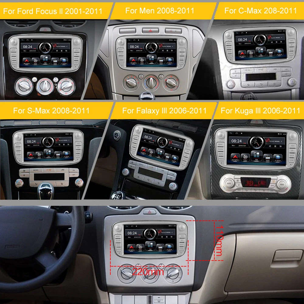For Ford/Focus/S-Max/Mondeo 9/GalaxyC-Max Car Radio Navigation GPS Android 8.1 NO DVD 2din WIFI