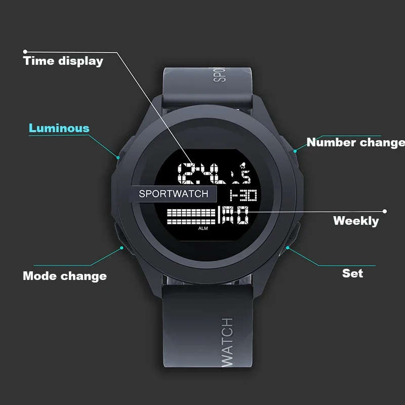 Sport Digital Wristwatch Stopwatch - Deep Blue