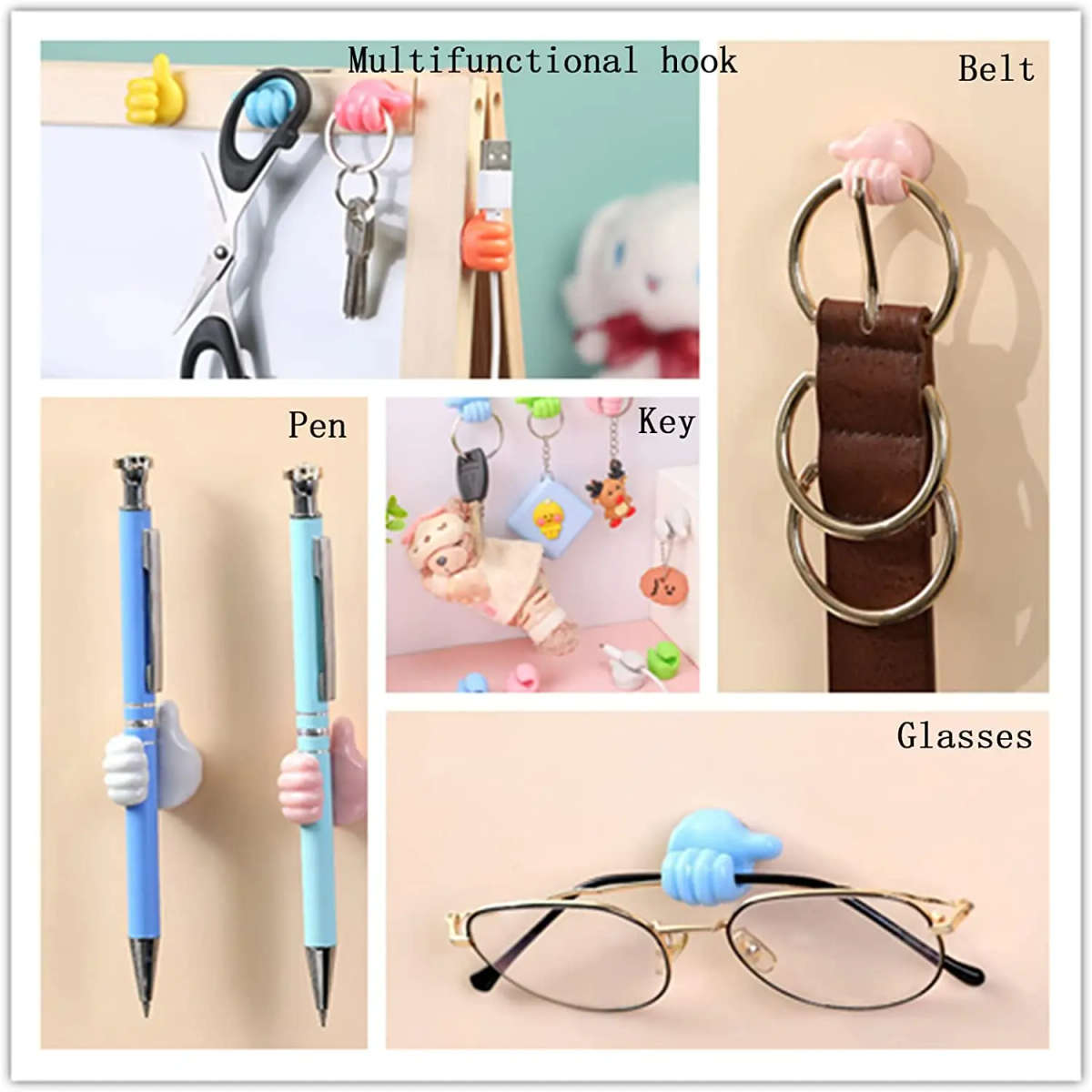 6pc Self-Adhesive Silicone Thumb Wall Hook Cable Management Wire Organizer