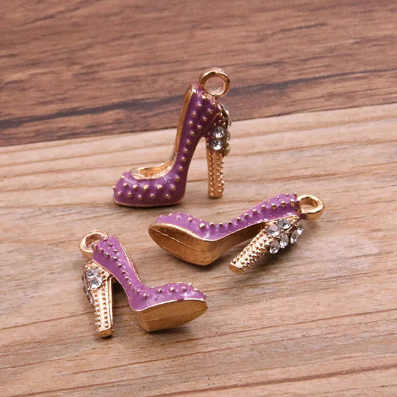 2Pcs 20*16mm Enamel Drop Oil High Heels Charms Pendant - PURPLE
