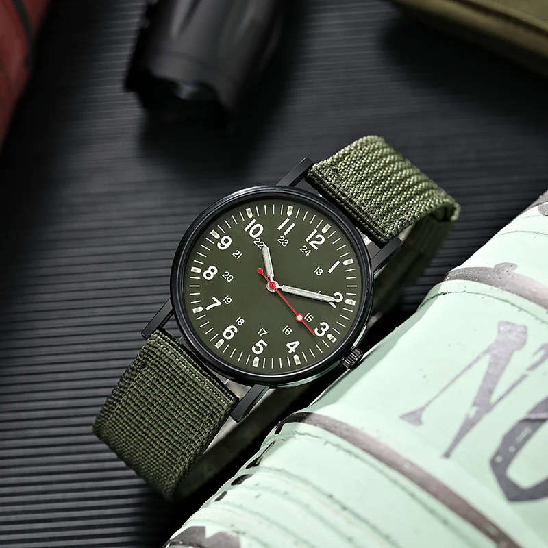 Luminous Nylon Band Military Watch Men Watches Army  Watch - BLACK