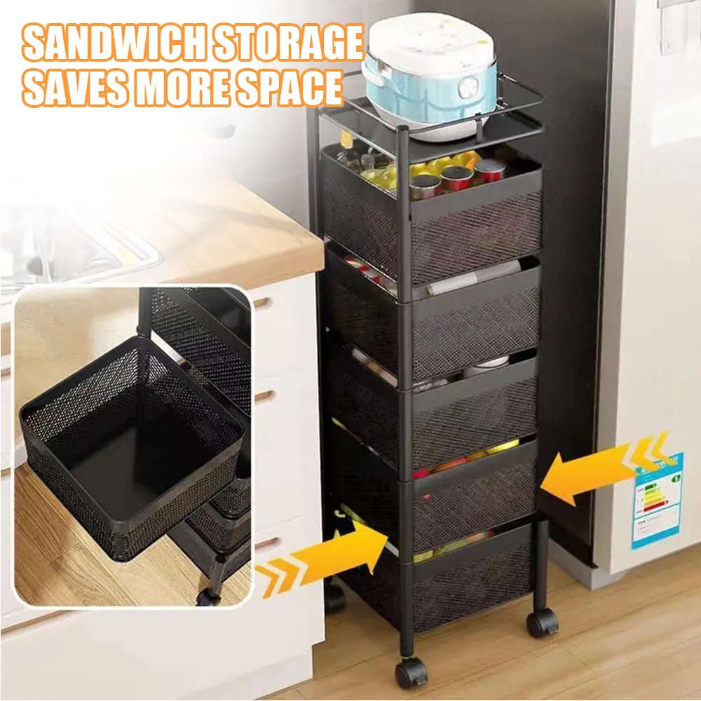 5 Layer 360 Degree Square Rotatable Vegetable Rack
