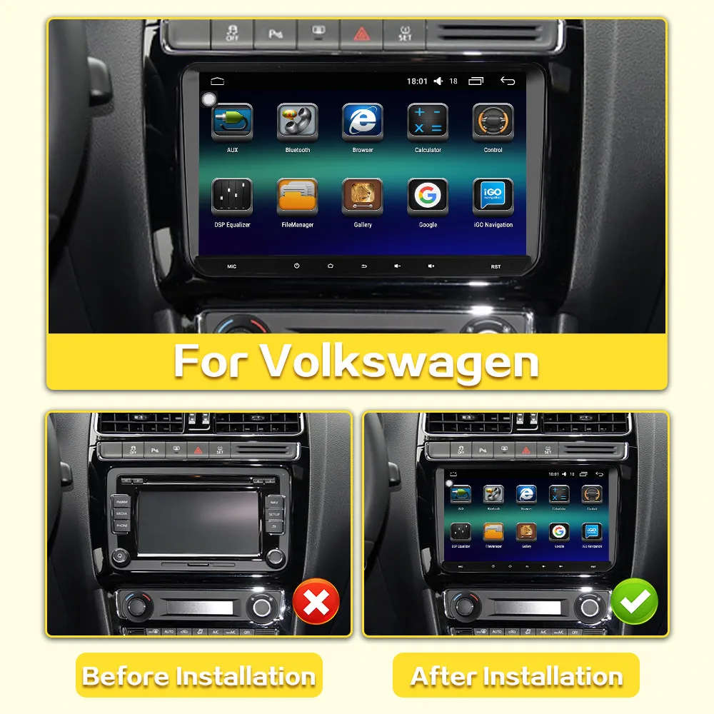 2 Din Android Car Radio GPS For VW Volkswagen Skoda Octavia golf 5 6 touran passat B6 polo Jetta