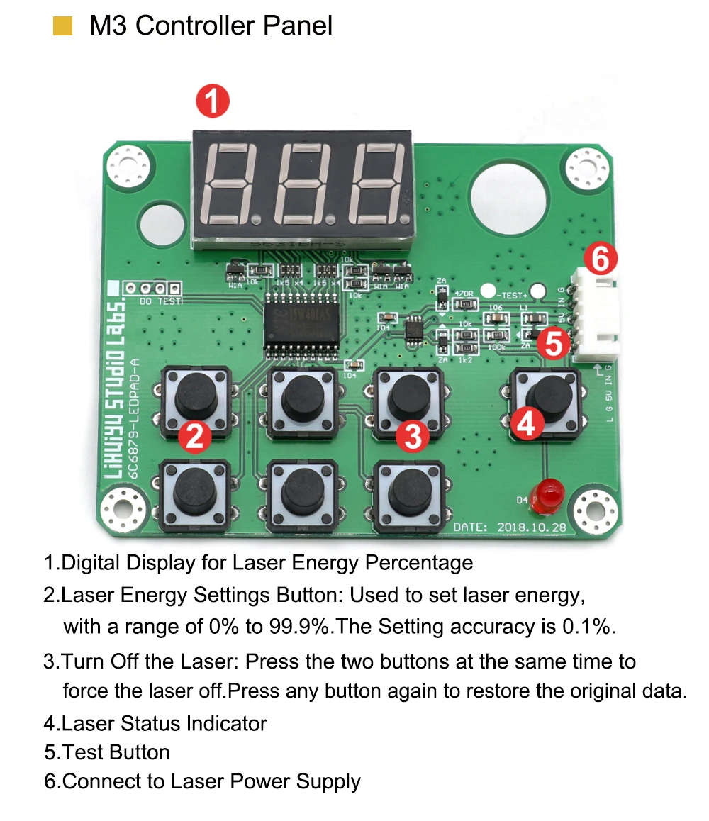 LIHUIYU Laser M3 Nano Controller Motherboard + panel + dongle B system For Engraving machine cutter