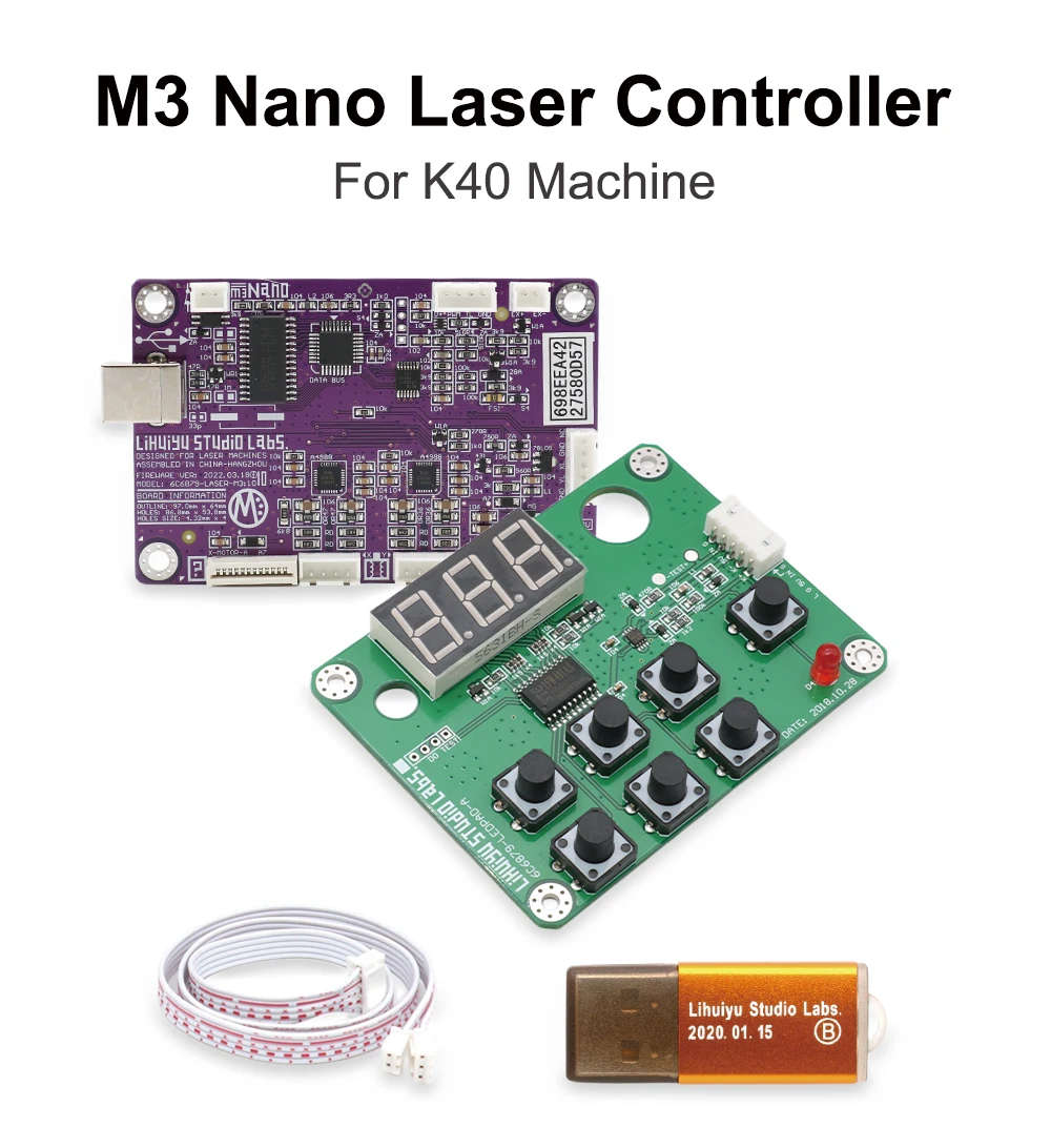 LIHUIYU Laser M3 Nano Controller Motherboard + panel + dongle B system For Engraving machine cutter