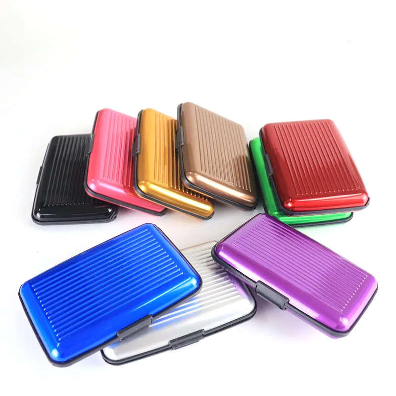 RFID blocking Aluminium Credit Card Wallet - Hard Case Wallet Travel Card Holder (Random Colours)