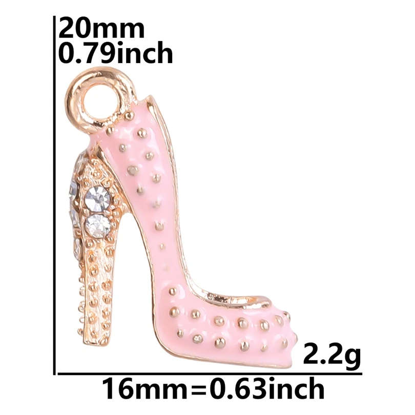 2Pcs 20*16mm Enamel Drop Oil High Heels Charms Pendant - PINK