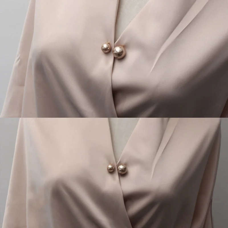 2pcs Women Tightening Waistband Pin Double Pearl Brooches