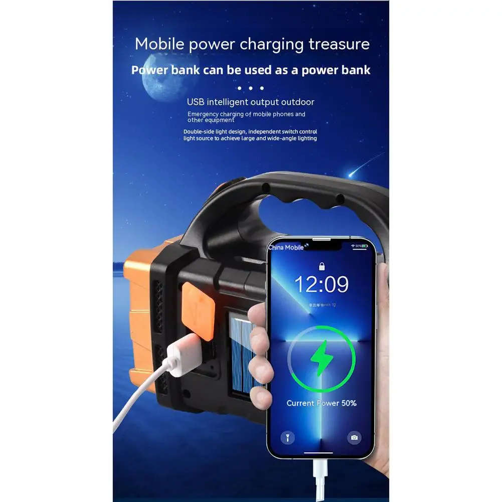 4 Front LED + 4 Rear LED + 32 Side LED + COB Lithium Battery Solar Rechargeable Multifunction Light