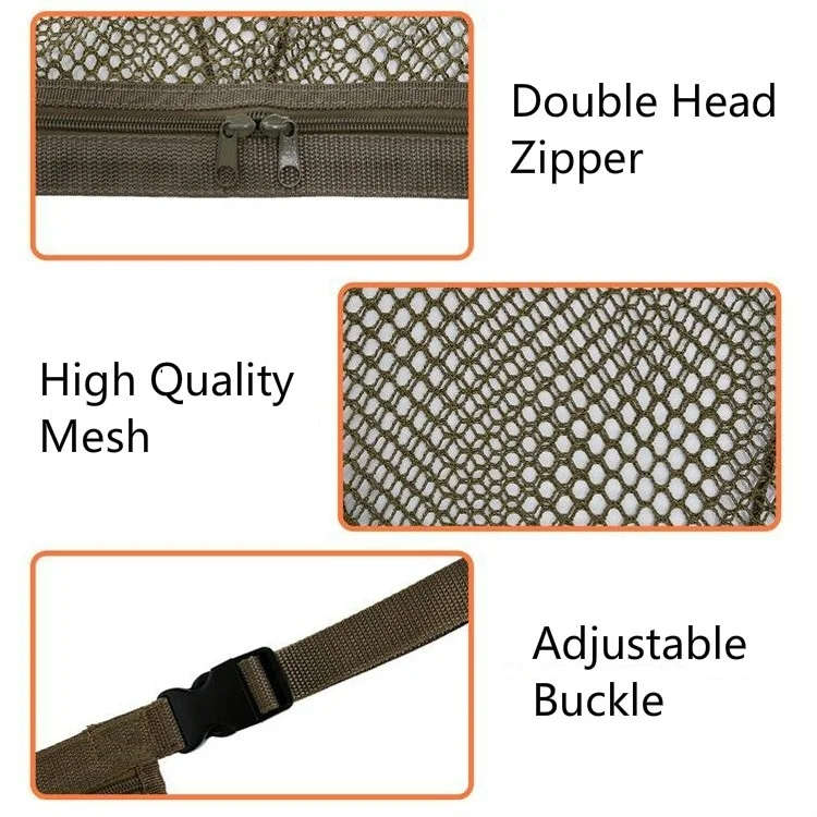 Car Roof Large Space Adjustable Mesh Braid Chain Drawstring Two-in-one Storage Bag