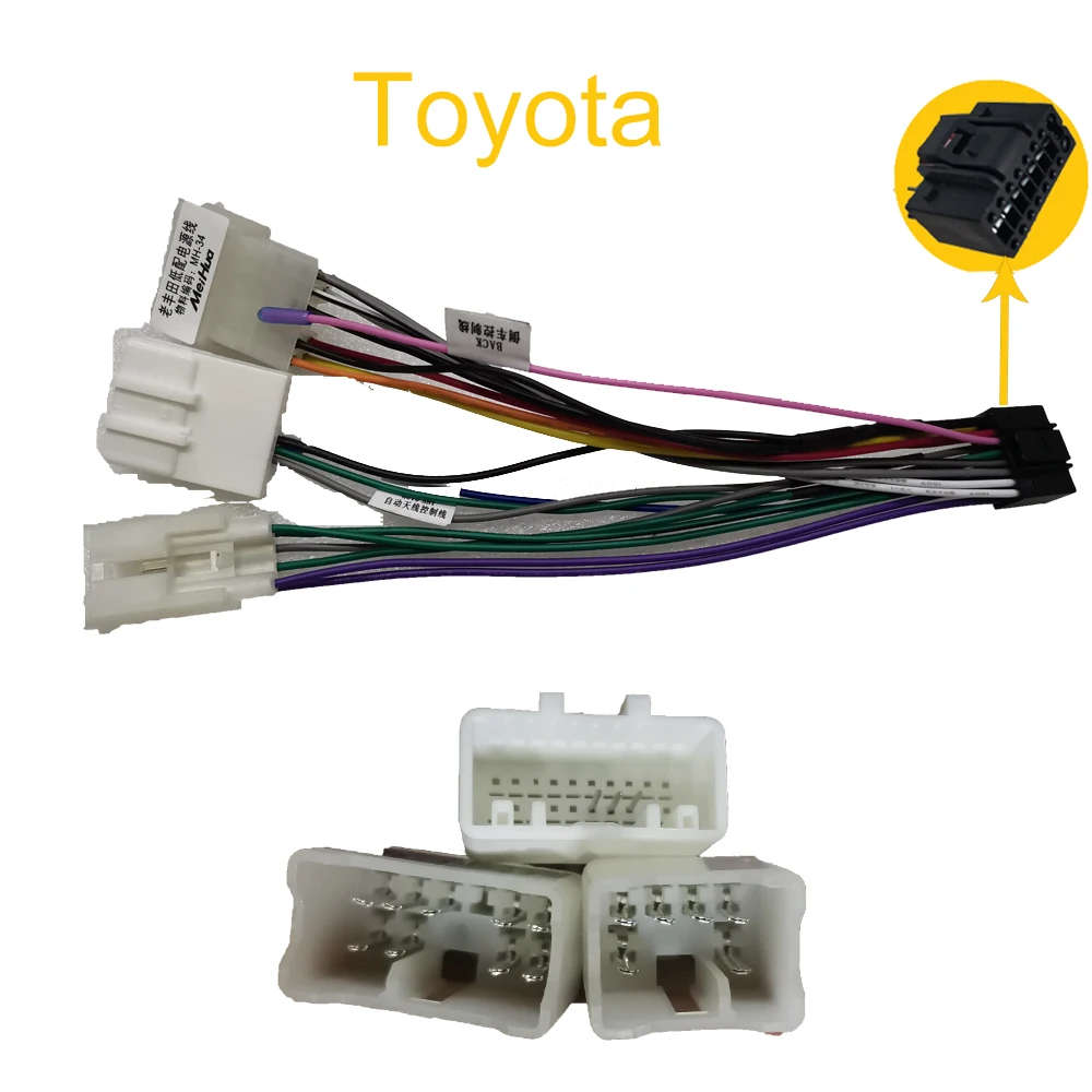 Car Android Radio Cable 16P Head Unit Cable Wire Plug Adapter For Toyota Corolla Avensis Prius Rav4