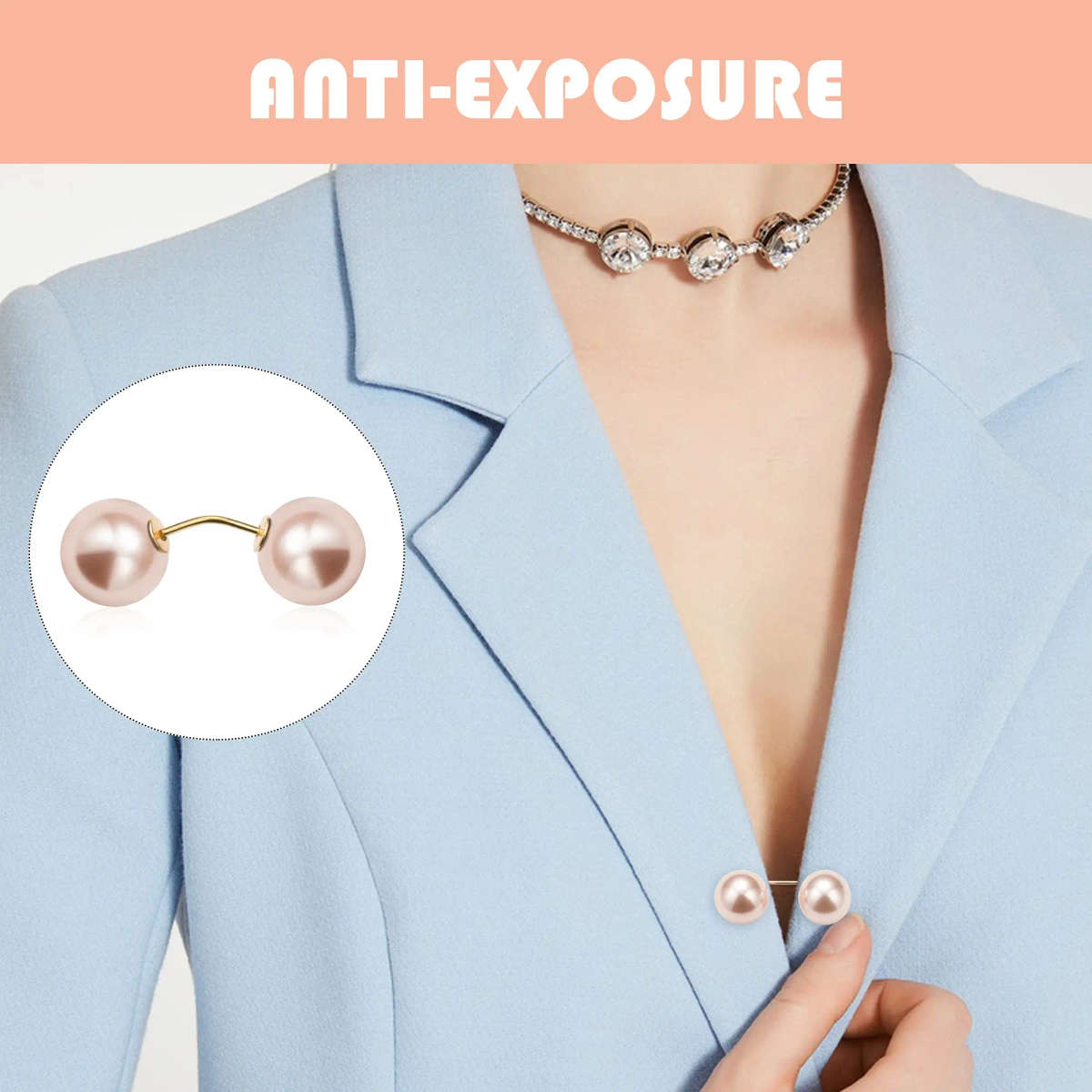 2pcs Women Tightening Waistband Pin Double Pearl Brooches