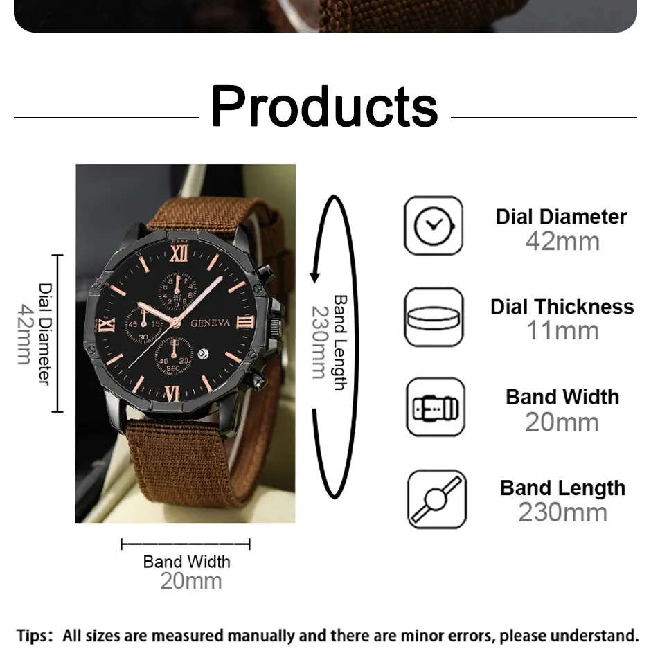Top Brand Luxury Fashion Calendar Watch Men Nylon Strap Clock