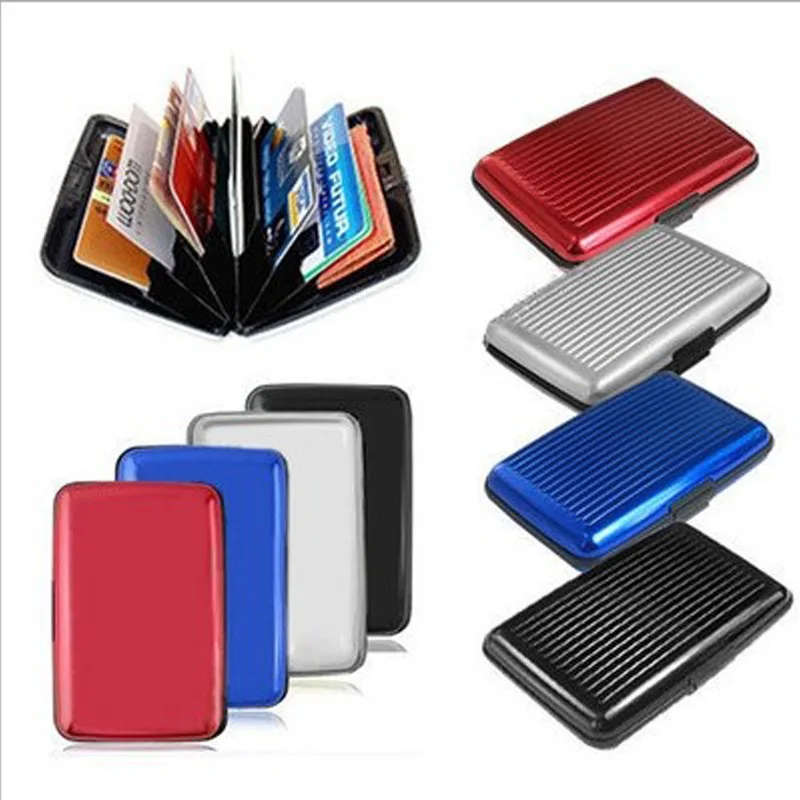 RFID blocking Aluminium Credit Card Wallet - Hard Case Wallet Travel Card Holder (Random Colours)